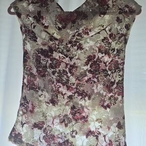 Express Burgundy and Cream Floral Lace Blouse